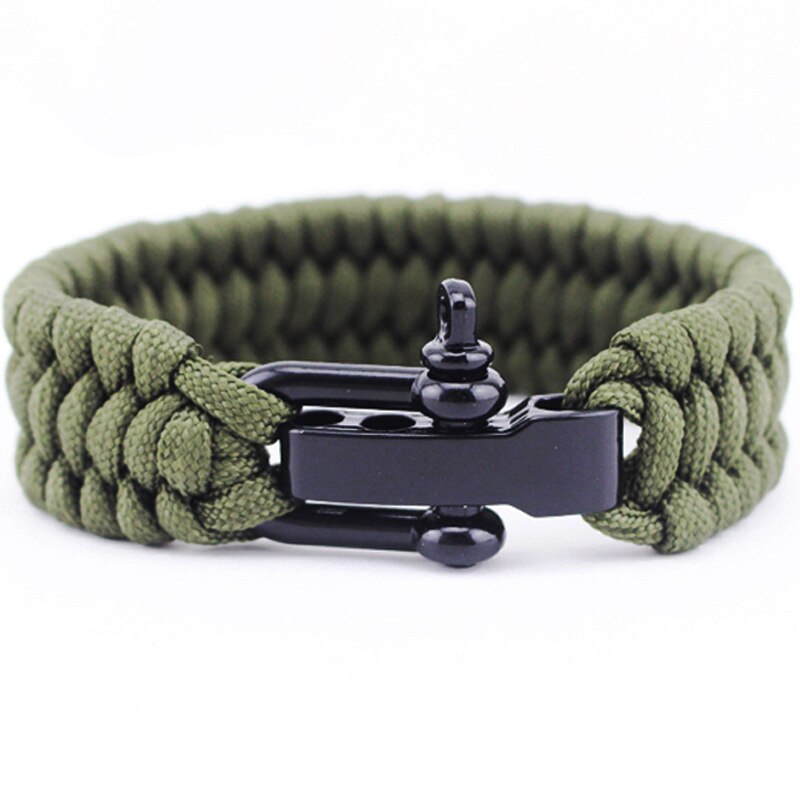 Polsband Wrap Heren Paracord Survival Armband Met Roestvrij Staal D-sluiting-Verstelbare Size Fits Polsen Bileklik Bilezik