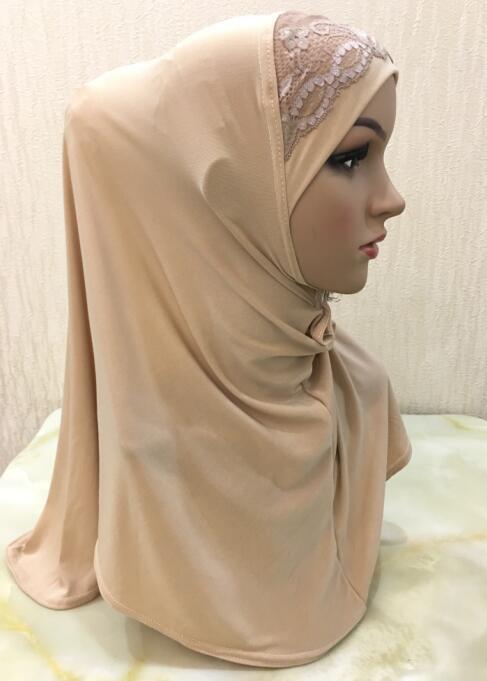 DIANRUO 60X60CM Women Decorative Lace Scarf turban Solid Shawls Pleated Headband Hijab Muslim Wraps Scarves scarf N405: 5