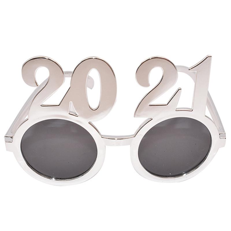 Prop Glasses Dressing Up Number Year Photography Prop Glasses Party Decorative Glasses Photobooth Props: Silver