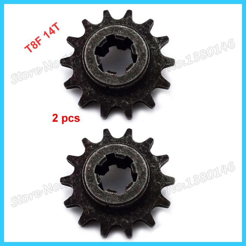 2 stks T8F 14 T Front Koppeling Versnellingsbak Pinion Sprocket Voor 47cc 49cc Mini Moto Crossmotor Motorfiets