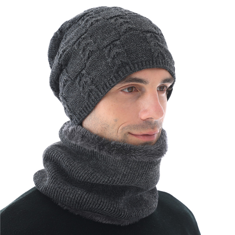 Xthree hommes bonnets hiver Skullies tricoté chapeau écharpe avec doublure laine mâle Gorras Bonnet hiver chapeaux pour hommes bonnets chapeaux