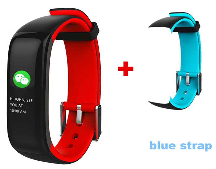 P1 Plus Smart Wristband Color Heart Rate Blood Pressure Monitor IP67 Waterproof H1 Fitness Bracelet sport tracker band: red and blue