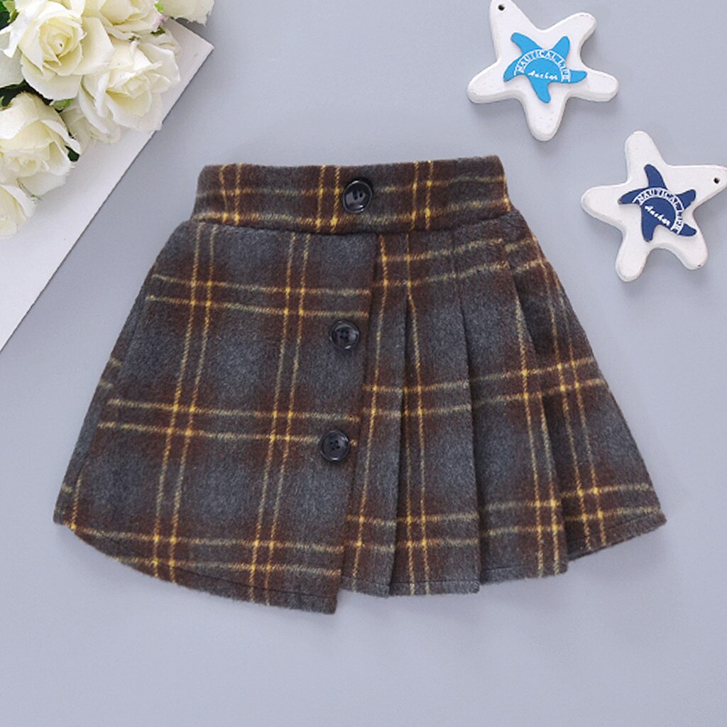 Pasgeboren Baby Baby Meisjes Plaid Rok Dikke Warme Prinses Overrok Baby Outfits Kleding Elastische Taille Knop Korte Rok Winter