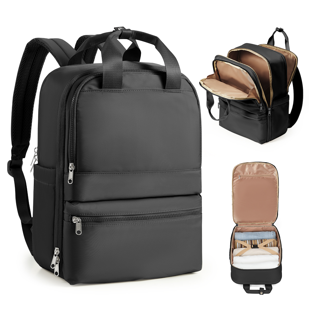 Reiseryggsekk for kvinner, kabinveske, håndbagasje, flyryggsekk, skoleveske, laptopveske, herre, uformell dagstursekk, pendlersekk, forretningsryggsekk: Beige