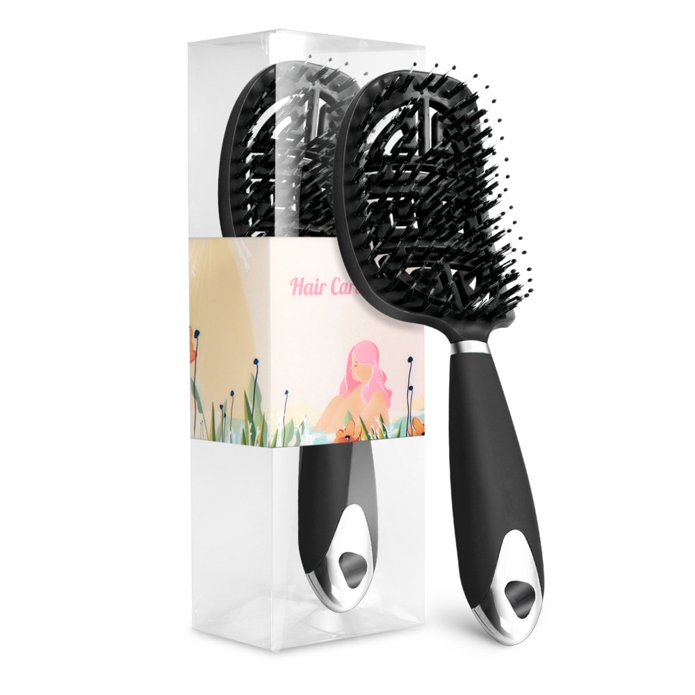 Denman Bürste Wildschweinborsten Haarbürste Kamm Kopfhaut Massage Haarbürste Frauen Lockige Detangler Styling Werkzeuge für Damen Haarbürste: Braun