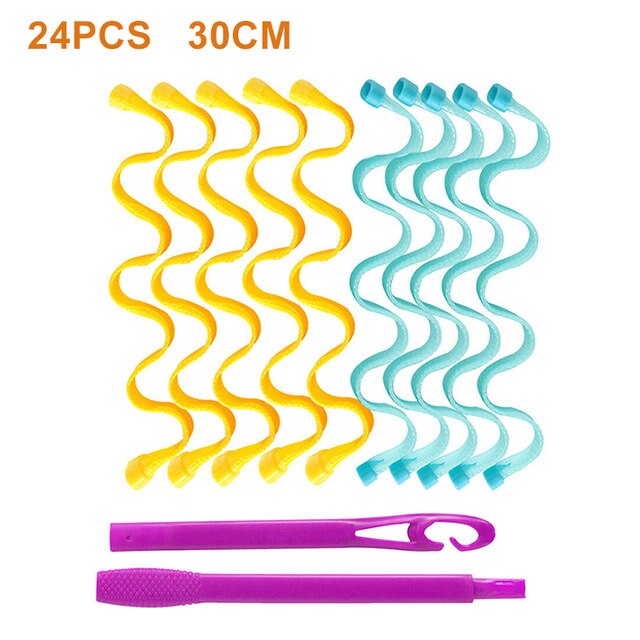 Bigoudi de Cheveux magique 12 Pièces/24 Pièces BRICOLAGE Portable Curling Lrons Vague Curling Lrons Durable De Maquillage De Beauté Curling Styling Outils: 24pcs 30cm