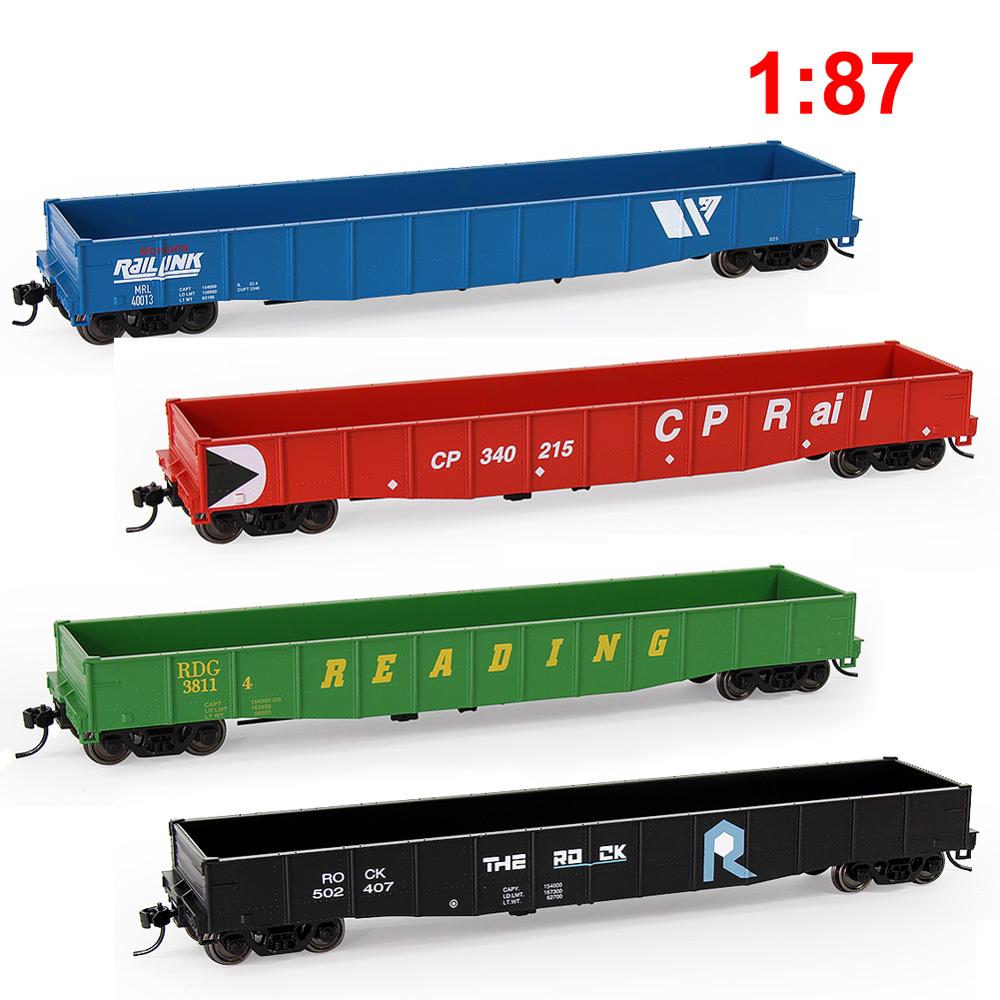 2pcs HO Scale 1:87 53ft Printed Open Gondola Car Railway Wagons Transporter Model Train Container Carriage Freight Car C8743P