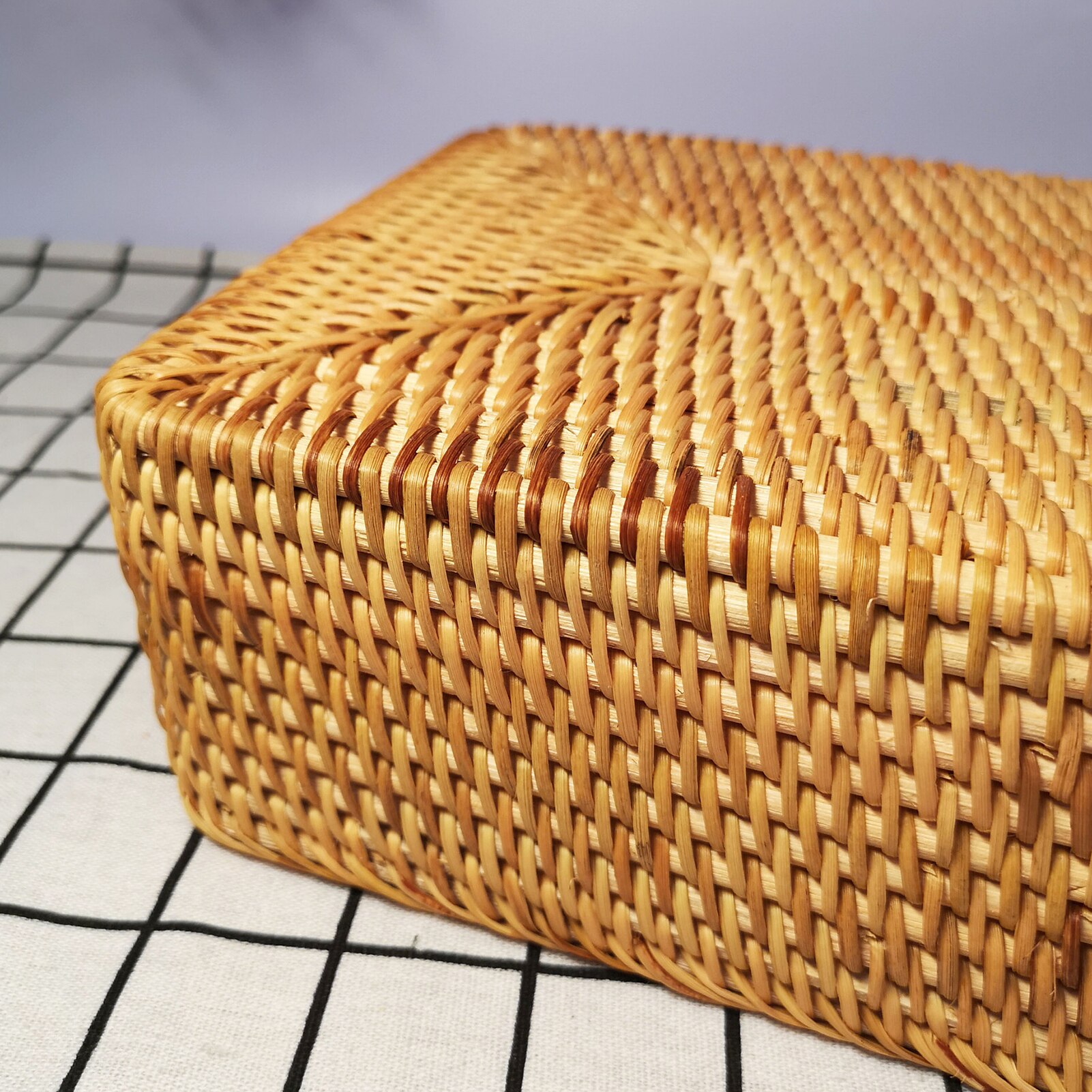 Panier de rangement en osier panier de rangement de bijoux rotin empilable articles divers clé magasine-cosmétiques organisateur boîte de rangement conteneur