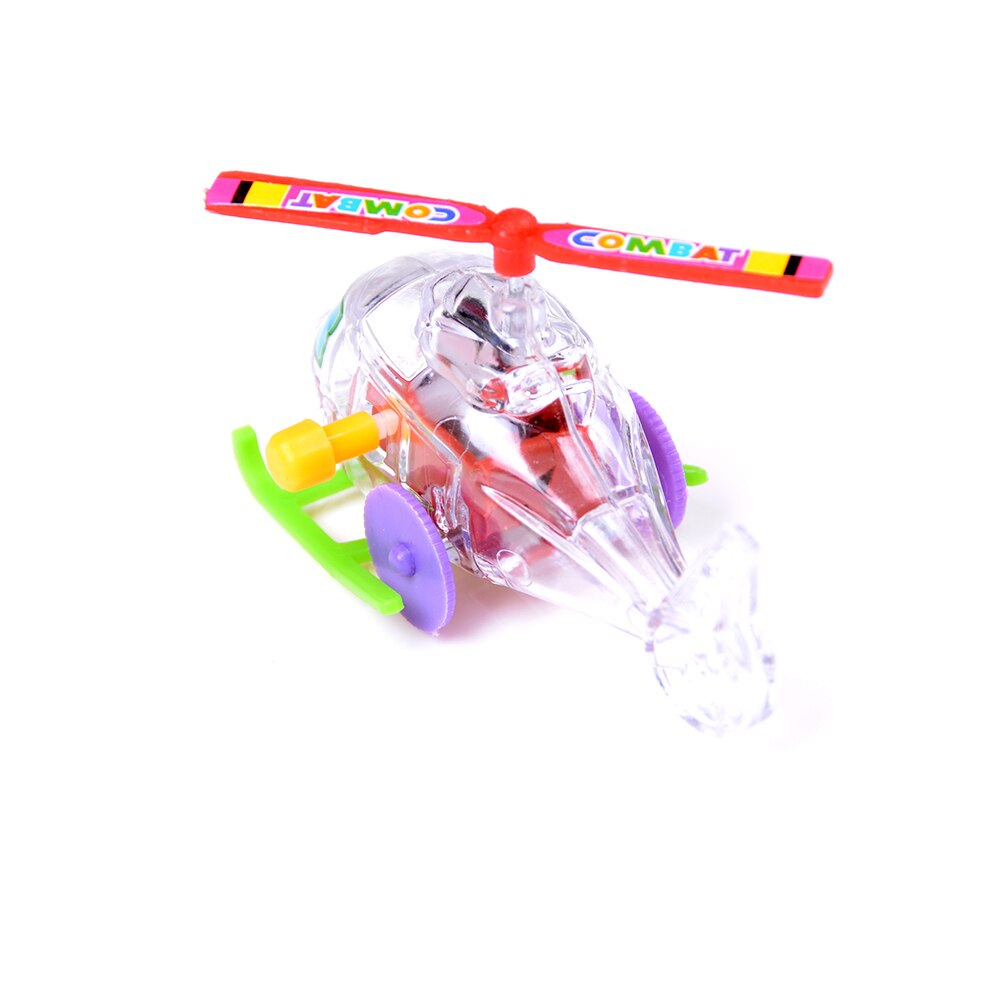 2Pcs Mini Clockwork Transparent Aircraft Somersault Running Wind Up Toy