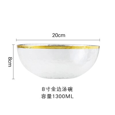 Klart glas guld streg service oplader tallerken gennemsigtigt glas middag kage mad dessert tallerken skål sæt bord bulk: 8 tommer skål