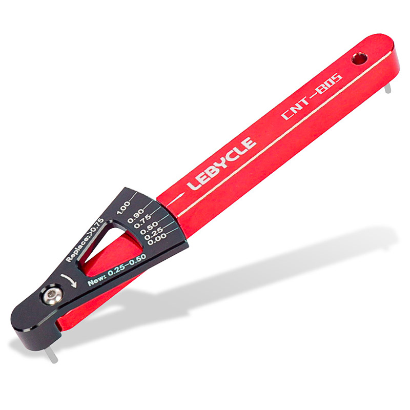 LEBYCLE-indicador de desgaste de cadena de bicicleta de montaña, medidor de eslabones, comprobador de aleación de aluminio, herramientas precisas de reparación de bicicletas de carretera: Sandía roja