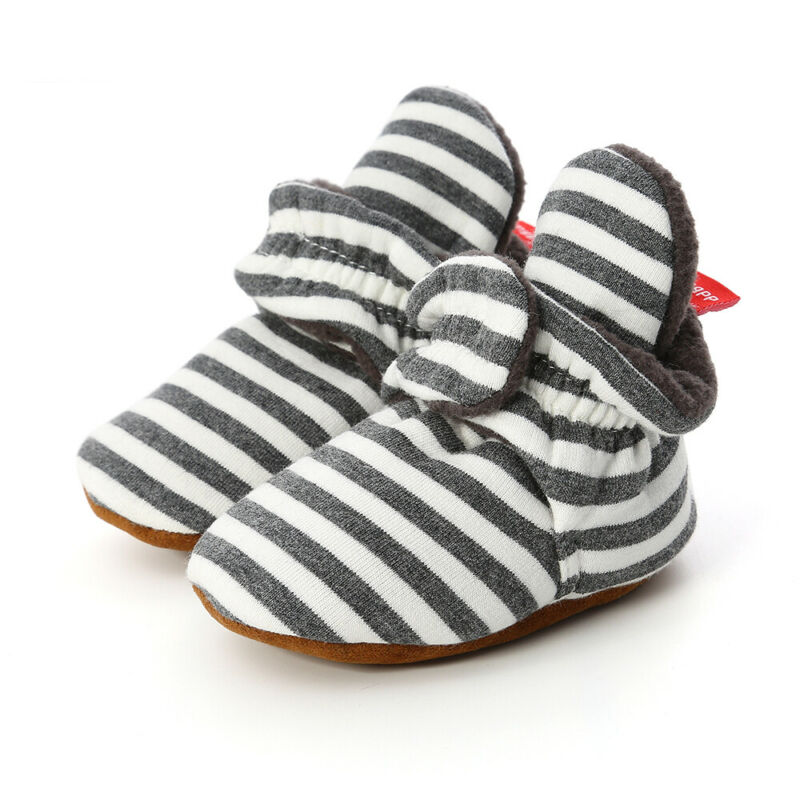 Établi à la 0-18M | Chaussons à semelle souple, bottes à rayures en coton, chaussures de berceau pour bébés garçons et nourrissons