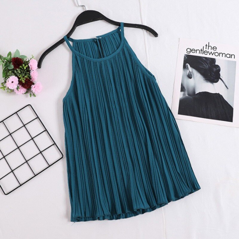 Vrouwen Zomer Hemdje Chiffon Halter Off Shoulder O Hals Vest Slim Tank Tops: L