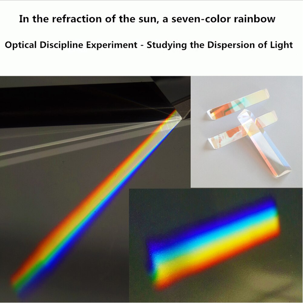Prisma de triángulo Triangular Triple equilátero de vidrio óptico de 14x14x87mm, experimento óptico