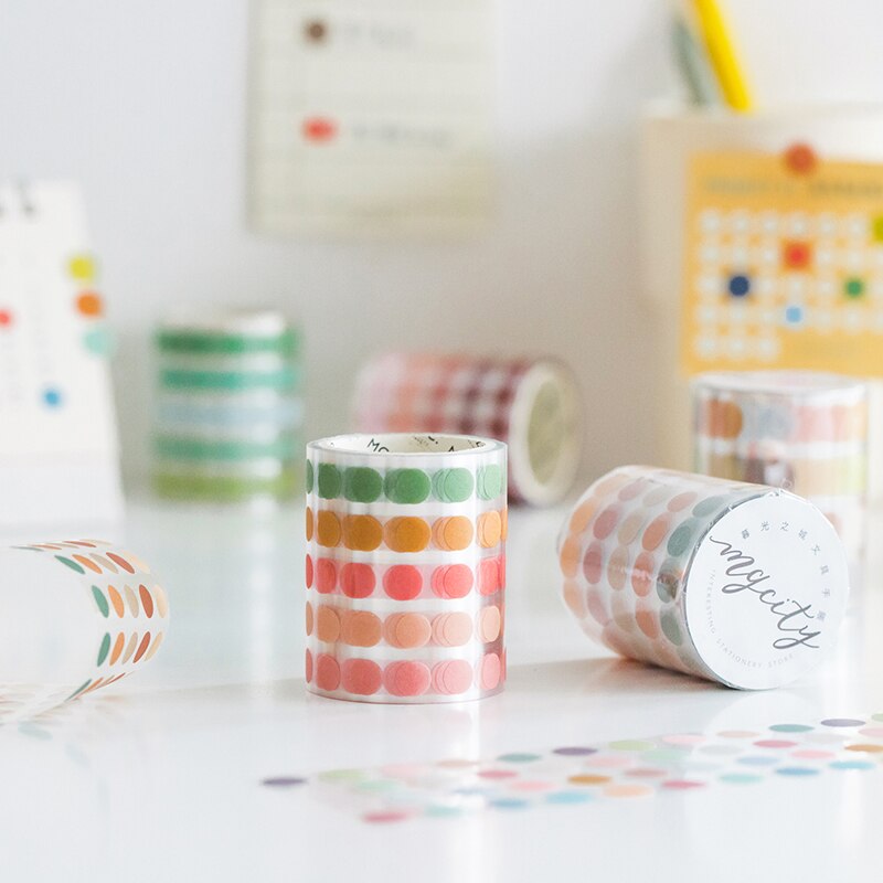 9 stuks/partij stippenserie decoratie verse papieren masking tape washi tape