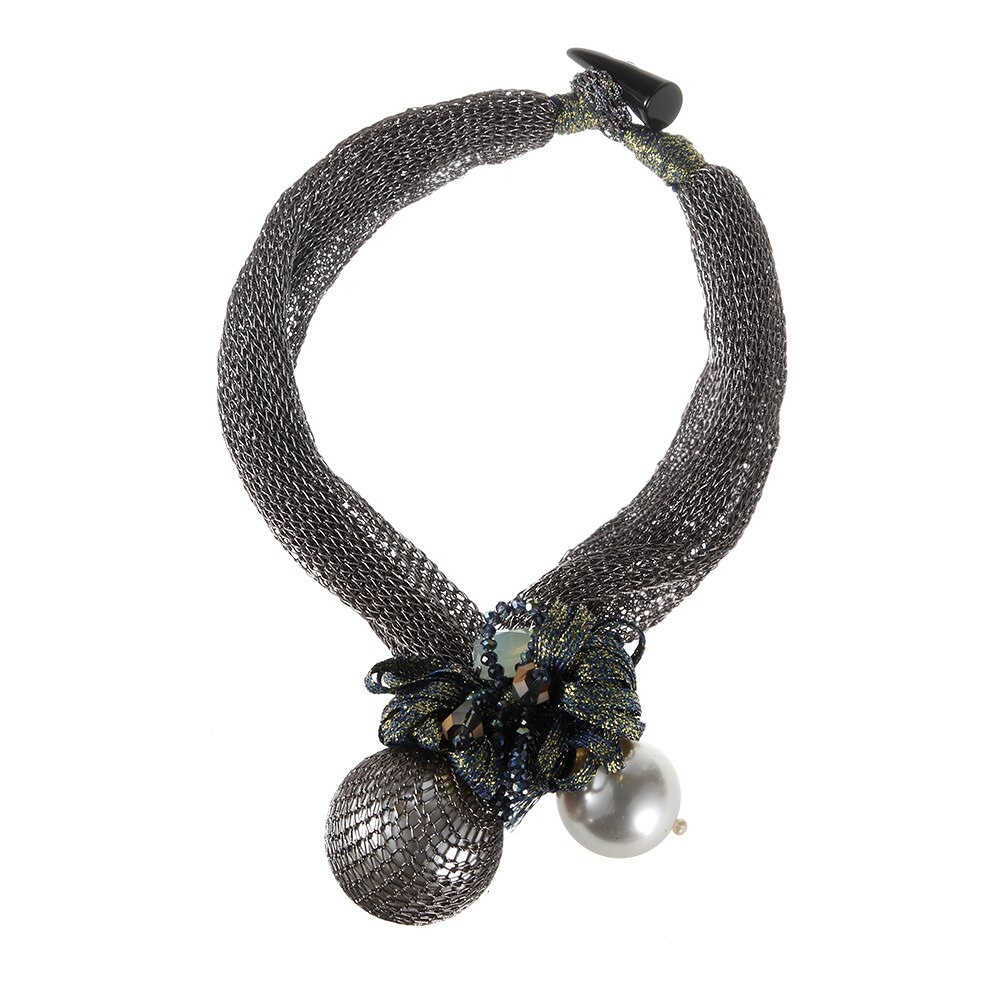 Meetvii Overdreven Grote Gesimuleerde Parel Bal Hanger Ketting Oorbellen Voor Vrouwen Gothic Gaas Touw Verklaring Sieraden Set