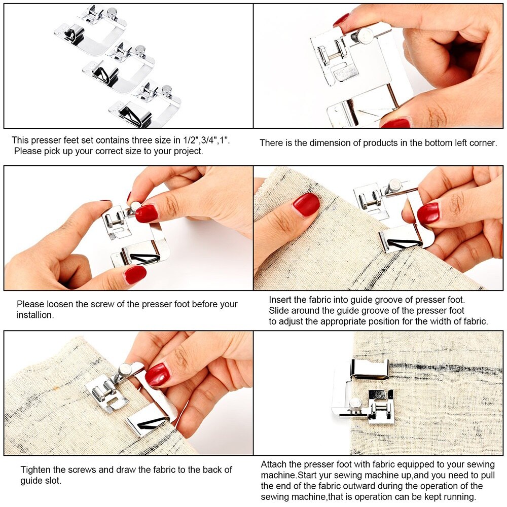 Foot Rolled Curling Sewing Machine Presser Foot Kit Set Brother Singer Janom Sewing Machines Foot Tools Accessory Sewing Tool