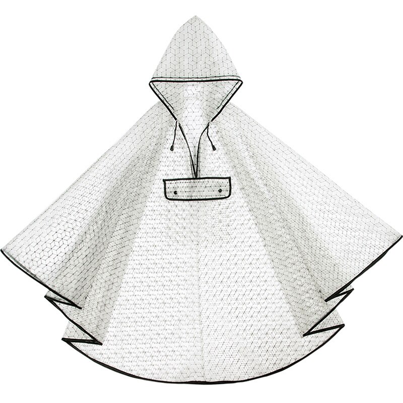 Waterproof Reusable Plastic EVA Women Rain Cape Raincoat Men Hooded Poncho For Hiking Riding: black