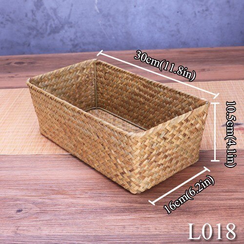 Cesta grande tejida Natural de mimbre de paja para mesa de hogar, toallas de pan de fruta, juego de contenedores de cesta mimbre almacenamiento de cocina pequeños: 30cmL018