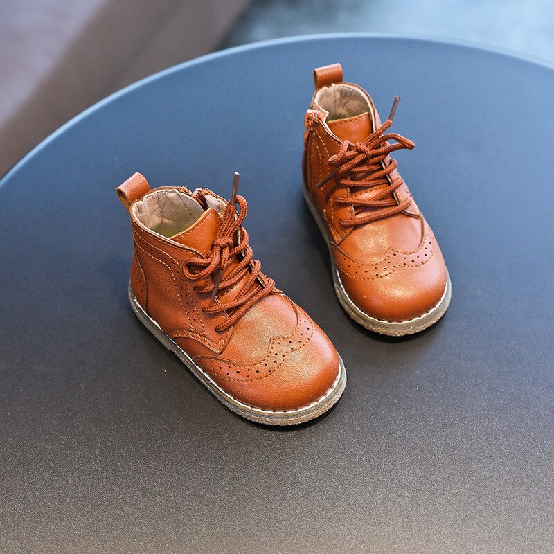Børnesko til piger læder efterår ensfarvet drenge sneakers børn martin støvler casual korte støvler str. 21-30 smg 136