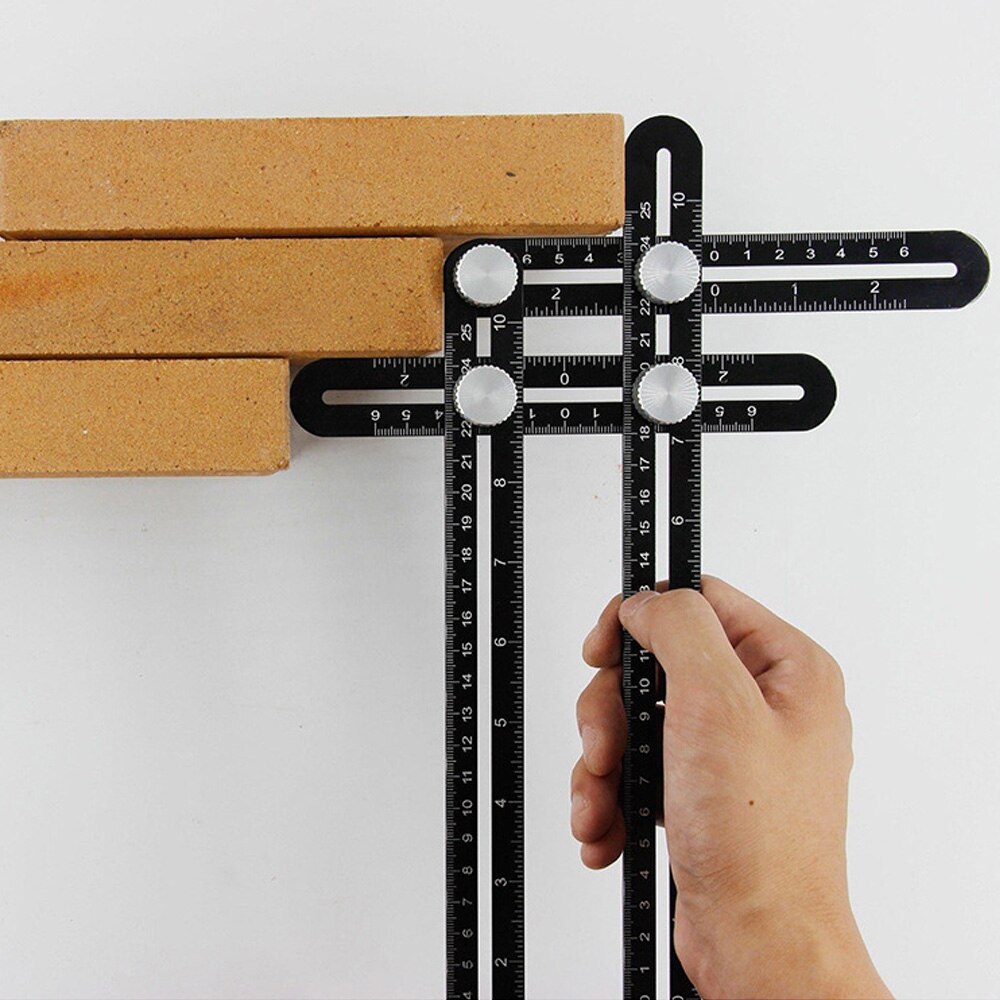 6- fold /4- fold aluminiumlegering vinkel lineal finder måle lineal perforeret form locator bor guide guide flise hul skabelon værktøj
