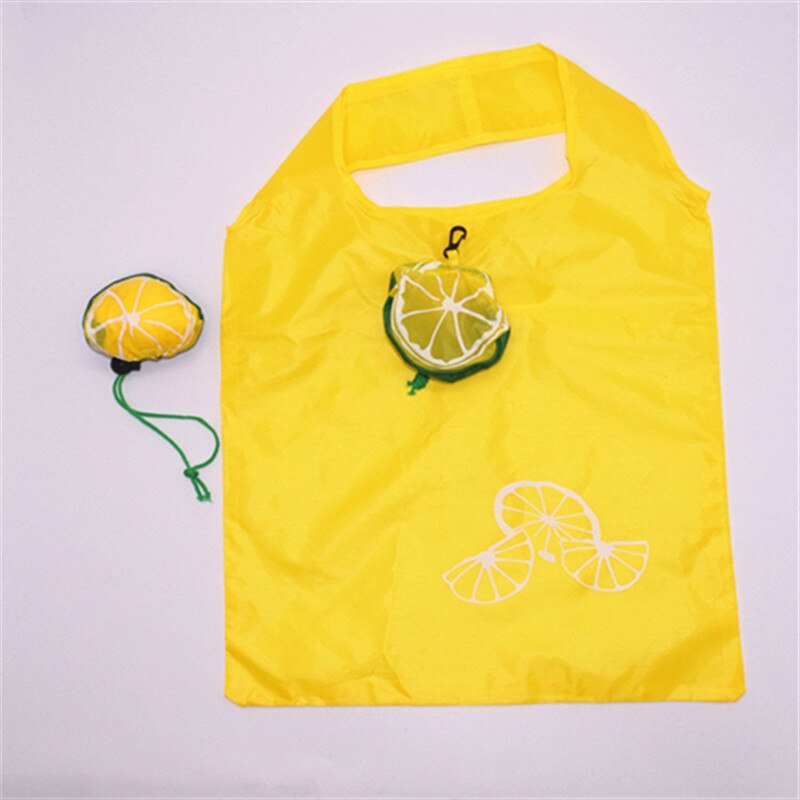 Eco Opslag Handtas Rose Bloemen Vorm Opvouwbare Boodschappentassen Herbruikbare Vouwen Kruidenier Nylon Grote Zak Leuke Tote Pouch 1 stuks: lemon