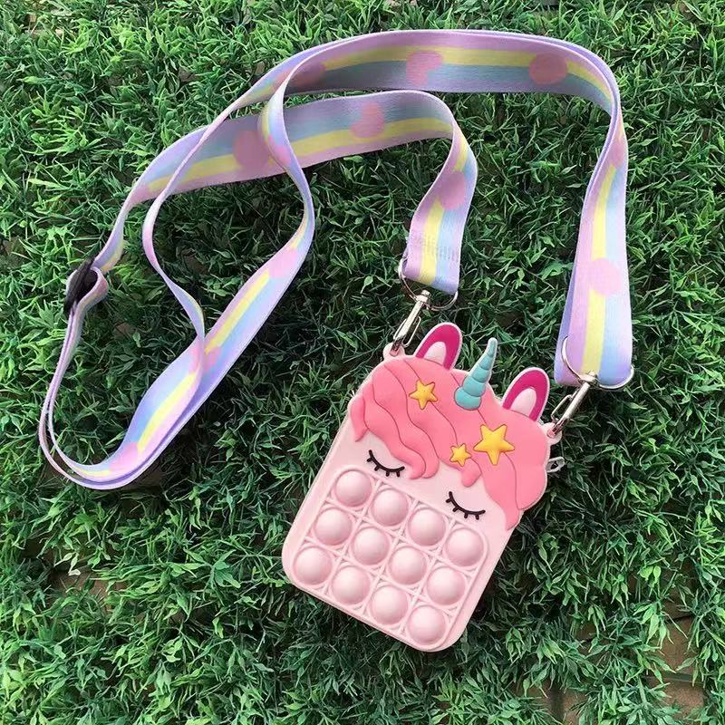 Silikonowa torba dziecięca przedszkolaki śliczne dzieci w kształcie kreskówek truskawkowy ananas naciskać denerwować po bańka jednorożec moneta torebka: 4