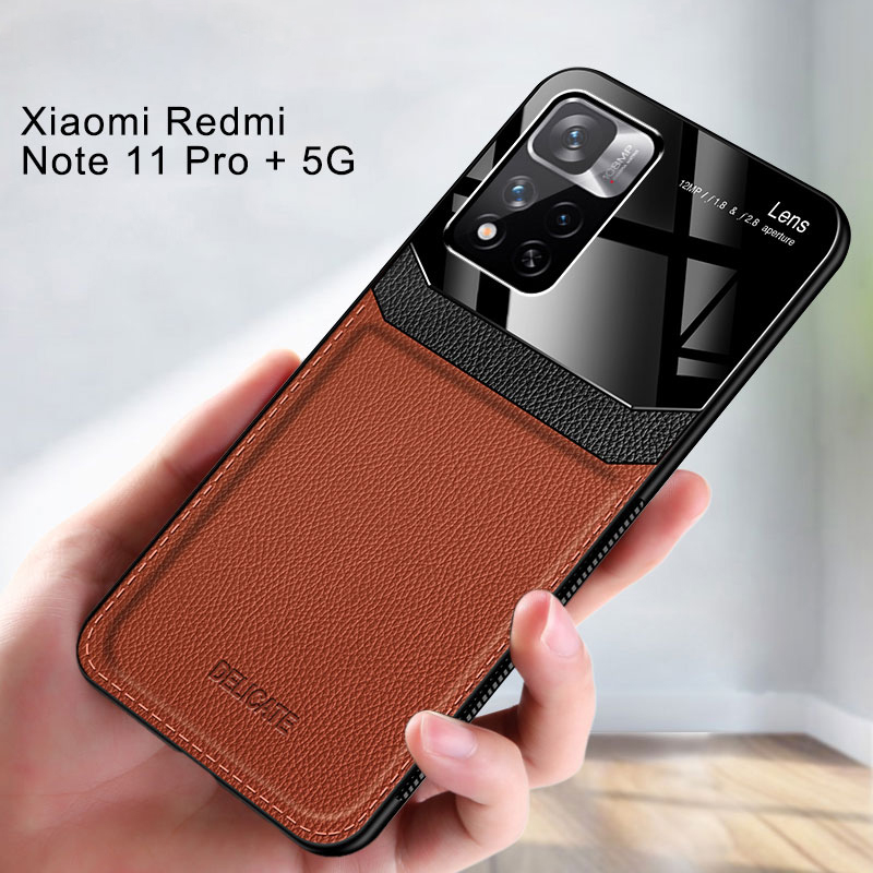 Étui pare-chocs en cuir PU et silicone pour Xiaomi Redmi Note 11 Pro Plus, coque arrière, 5G, 11S