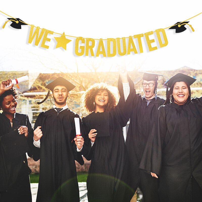 Class of 2022/We Graduated/Congratsgrad Banner Garland Graduation Celebration Ceremony Party Decorations Glitter Paper Bunting