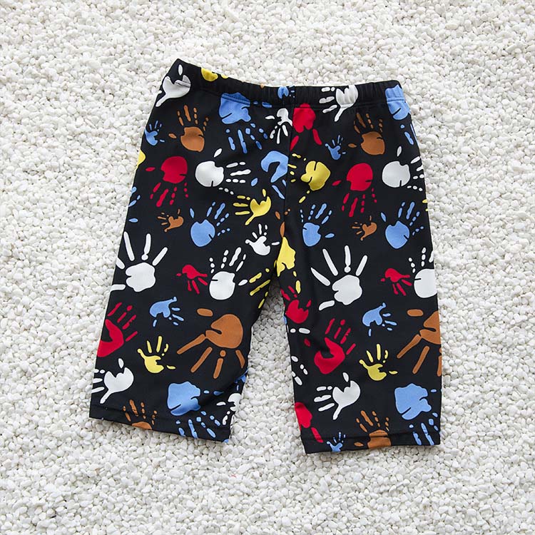 Boys Swim Trunks For 3-12Y Kids Knee Length Shorts Swim Beach Wear Fifth Pants Cartoon Boys Kids Trunks Swimsuit Bathing Suits: fingerprints / XL