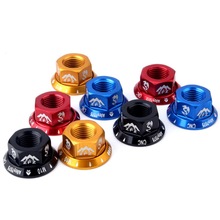 2 stuks Folding Fixed Gear Fiets Hub Noten Glanzende Kleur Voor Achter Drum Hub As Bevestiging Anti-slip Textuur m10 Moer Voor Firm