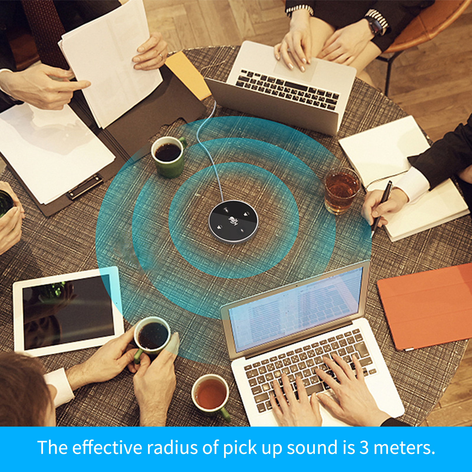 Microphone haut-parleur de conférence USB de bureau, haut-parleur intégré, omnidirectionnel à 360 °, micro à condensateur pour PC, ordinateur portable