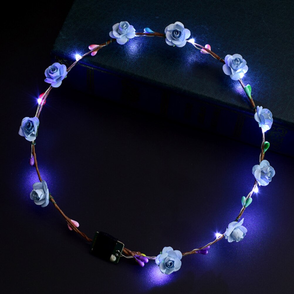 Diadema con corona de para boda para mujer y niña, diadema con luz LED para el cabello, diadema con corona, guirnaldas brillantes de neón, cumpleaños, Navidad, de navidad: Blue