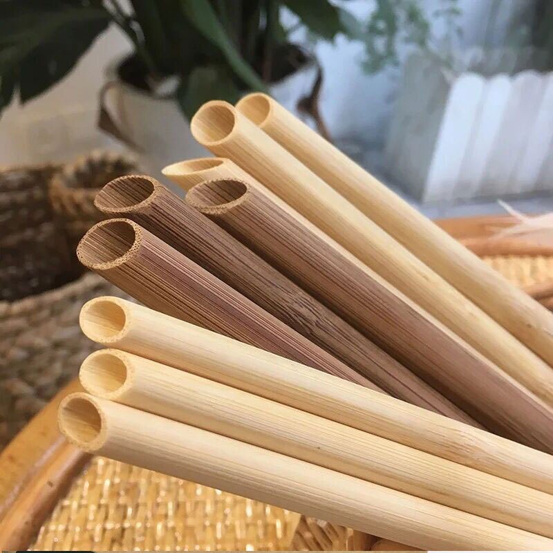 10Pcs/Set Natural Bamboo Reusable Drinking Straws Eco-friendly Party Bar Straws Reusable Accessory Cocktail Straw Steel Tools