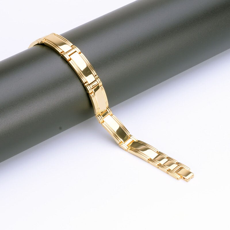 Bracelet magnétique en pierre de Germanium pour hommes, bijoux en acier inoxydable, Tourmaline rouge, lien noir, 12mm