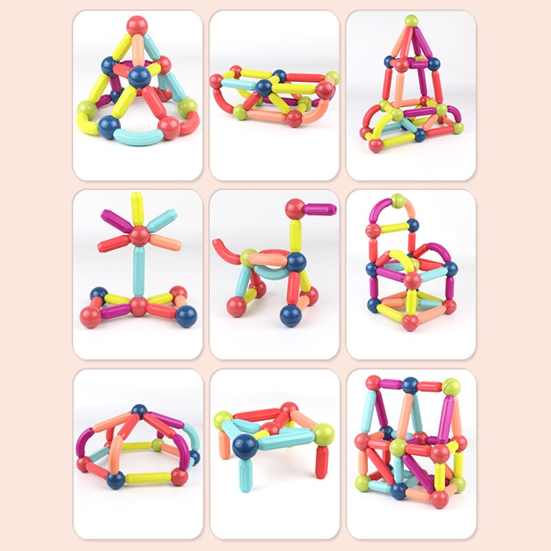 Juguetes de barra magnética Variable para niños, juguetes de bolas magnéticas de colores, rompecabezas magnético de barra magnética de 36-64 piezas, juguete educativo