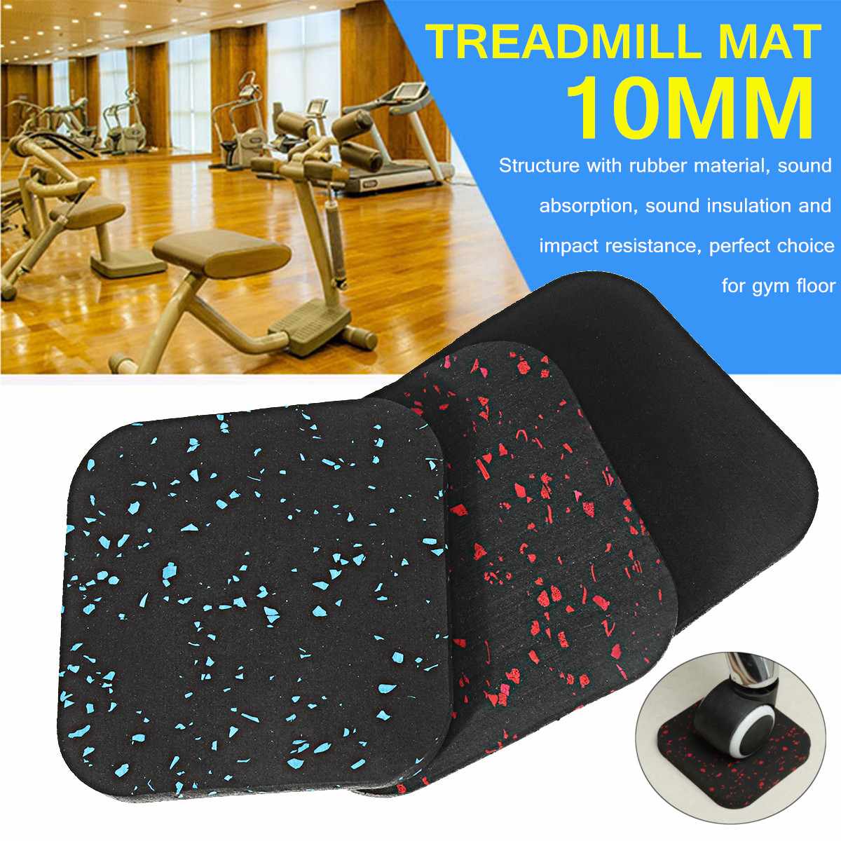 10 x 10cm rubberen loopbandmat vloerbeschermer schokbestendig kussen oefenmat sportschool hardlopen fitnessapparatuur accessoires