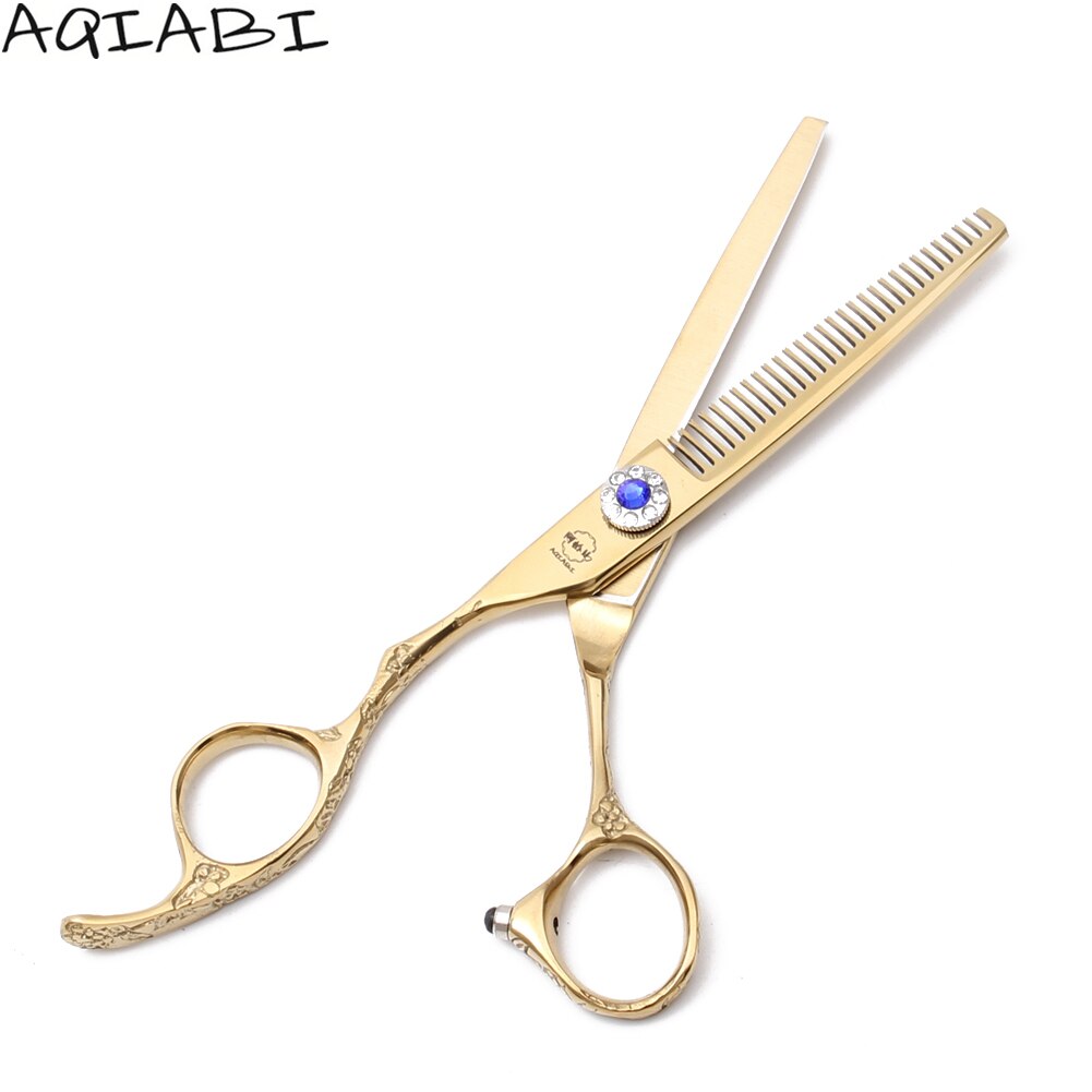 A8002 6.0 '' lefty 440c aqiabi guld klippesaks tyndere saks frisør saks hår saks klipning sæt