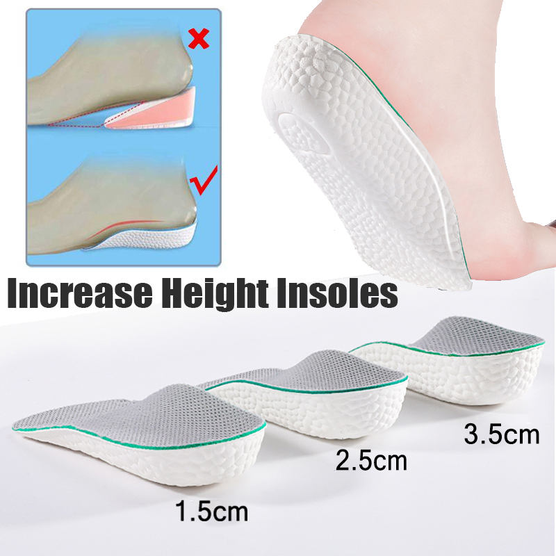1 Pair Arch Support Increase Height Insoles Light Weight Soft Elastic Lift for Men Women Shoes Pads 1.5/2.5/3.5cm Heighten Lift