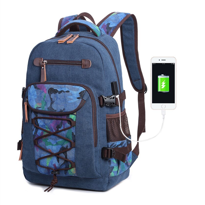 OKKID leinwand schule Rucksack für junge bagback freundlicher zurück Pack Schüler bookbag schule taschen für Teenager jungen männer große reise Rucksack: Blau