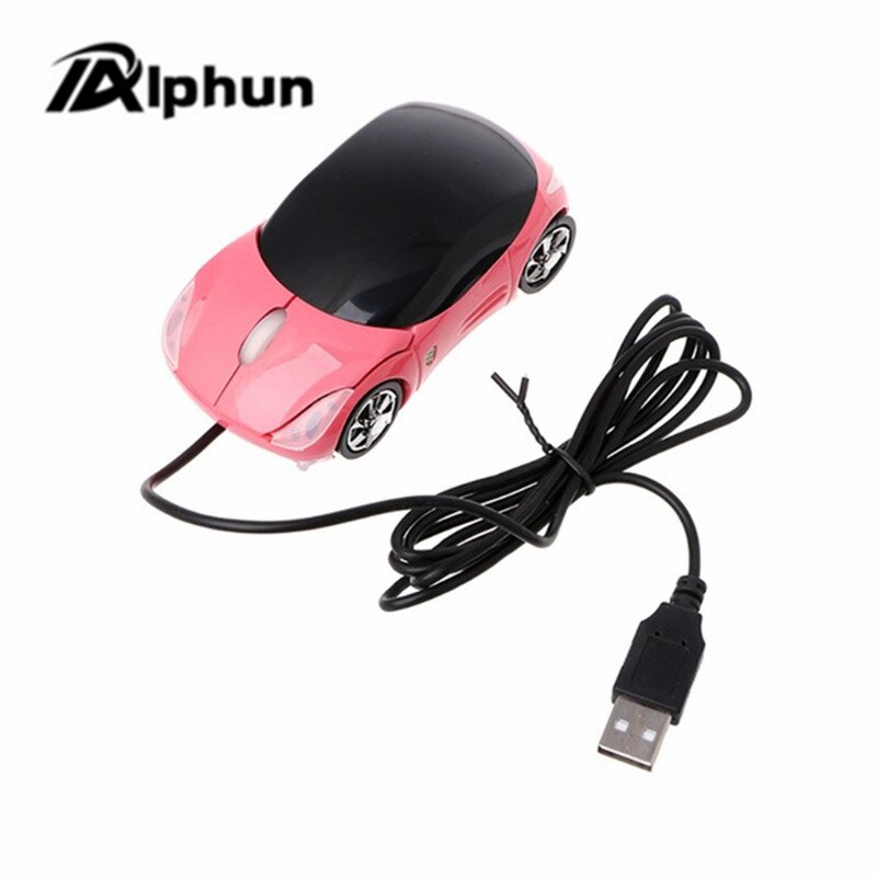 Wired Mouse 1000DPI Mini Car Shape USB 3D Optical Innovative 2 Headlights Gaming Mouse For PC Laptop Computer Gamer: pink