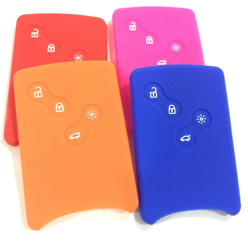 Silicone rubber car key cover case for Renault Clio Logan Megane 2 3 Koleos scenic card 4 button remote key