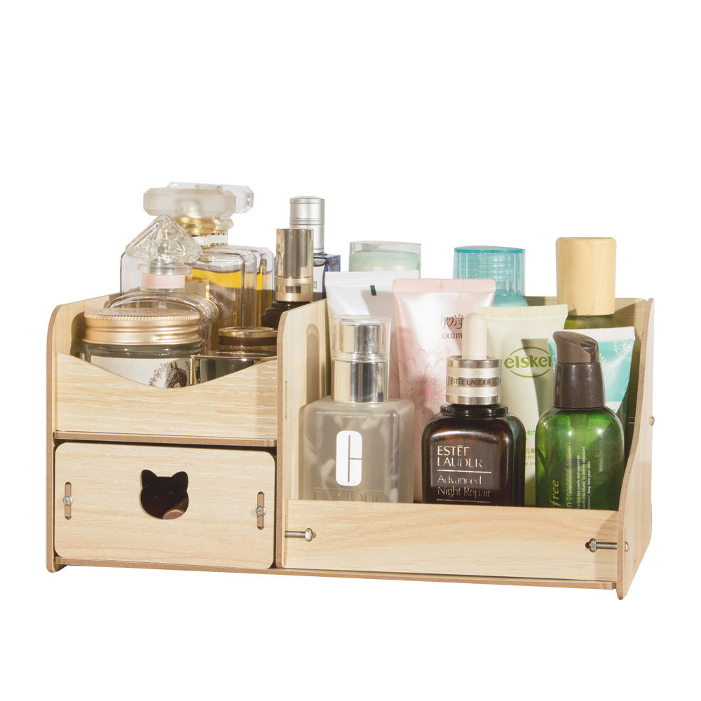 HECARE, organizador de madera para maquillaje, caja de almacenamiento o la oficina para el hogar, caja de cosméticos, caja de madera coreana para maquillaje, organizador de almacenamiento de joyas