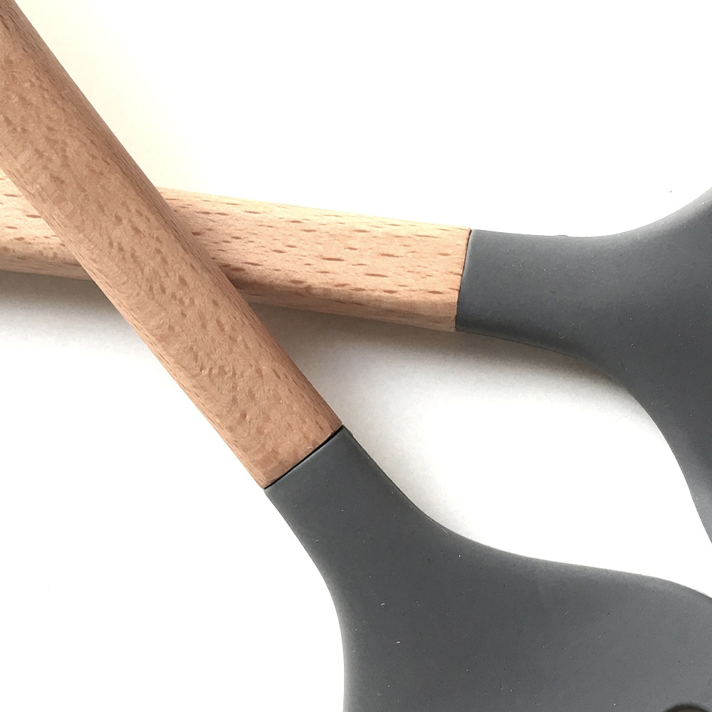 4pc/ sets houten handvaten keukengerei siliconen kookgerei keukenlepel spatel pollepel vergiet soeplepel keukengerei