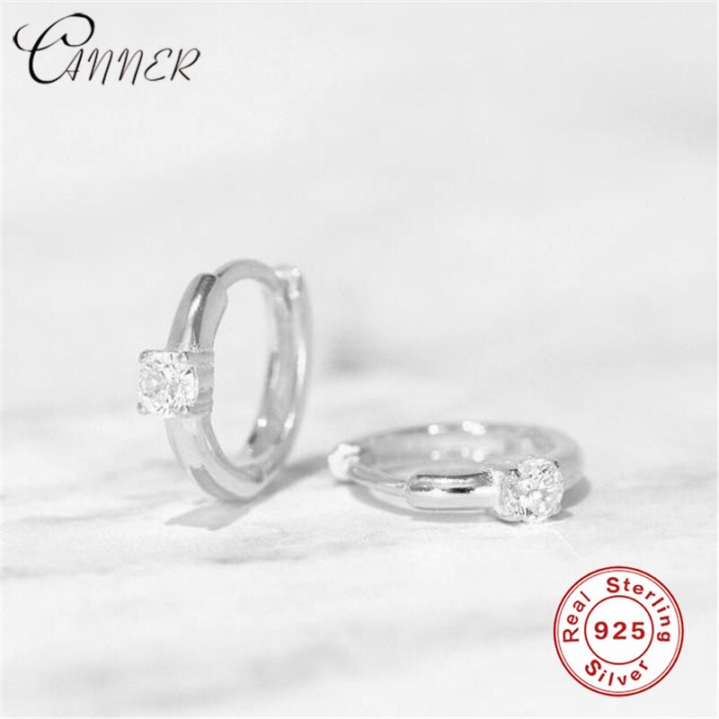 EINDOSER 925 Sterling Silber Ohrringe CZ Zirkon Runde Zucht Ohrringe für Frauen Schmuck Kleine Gold Higgie Brinco Ohrringe: S