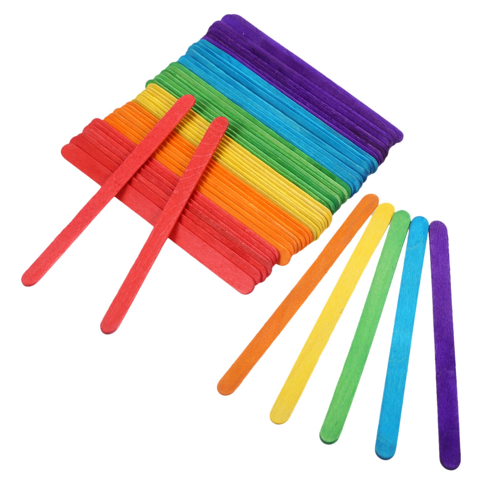 50 stuks /10 stuks houten stokjes natuurlijke/veelkleurige staven ijsstokjes diy knutselen handgemaakt educatief speelgoed 150mm-200mm: 150 x 10mm veelkleurig