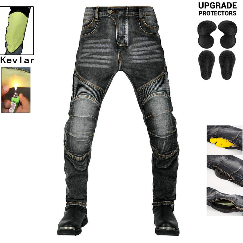 Retro Mannen Motorbroek Aramid Motorfiets Jeans Beschermende Kleding Rijden Tourmotor Broek Motorcross Kevlar In Knie