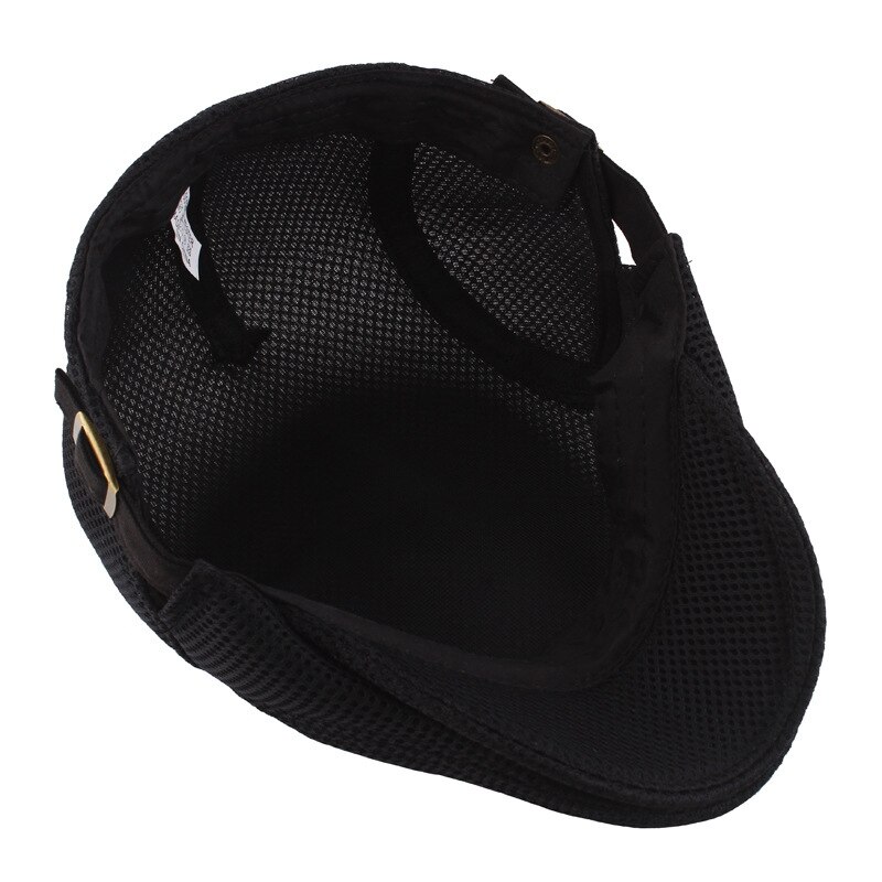 Sombrero de boina de algodón para hombre, gorra plana de malla informal, blanca, lisa, transpirable, ajustable, clásica, para verano