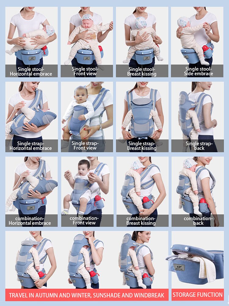 Baby hoftesæde bærer ergo bæresele foran vendt ergonomisk kænguru baby wrap slynge til baby rejse 0-2 år 15 ved hjælp af måder