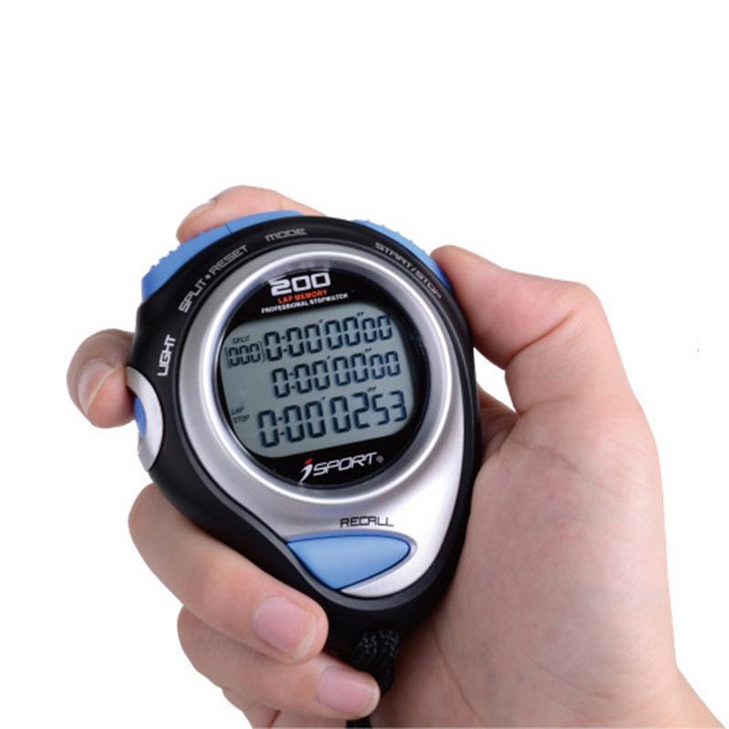 Digital Handheld Stopwatch 80 Laps Memory Three Row Sport Counter Timer Athletics Stopwatch Sport Tool
